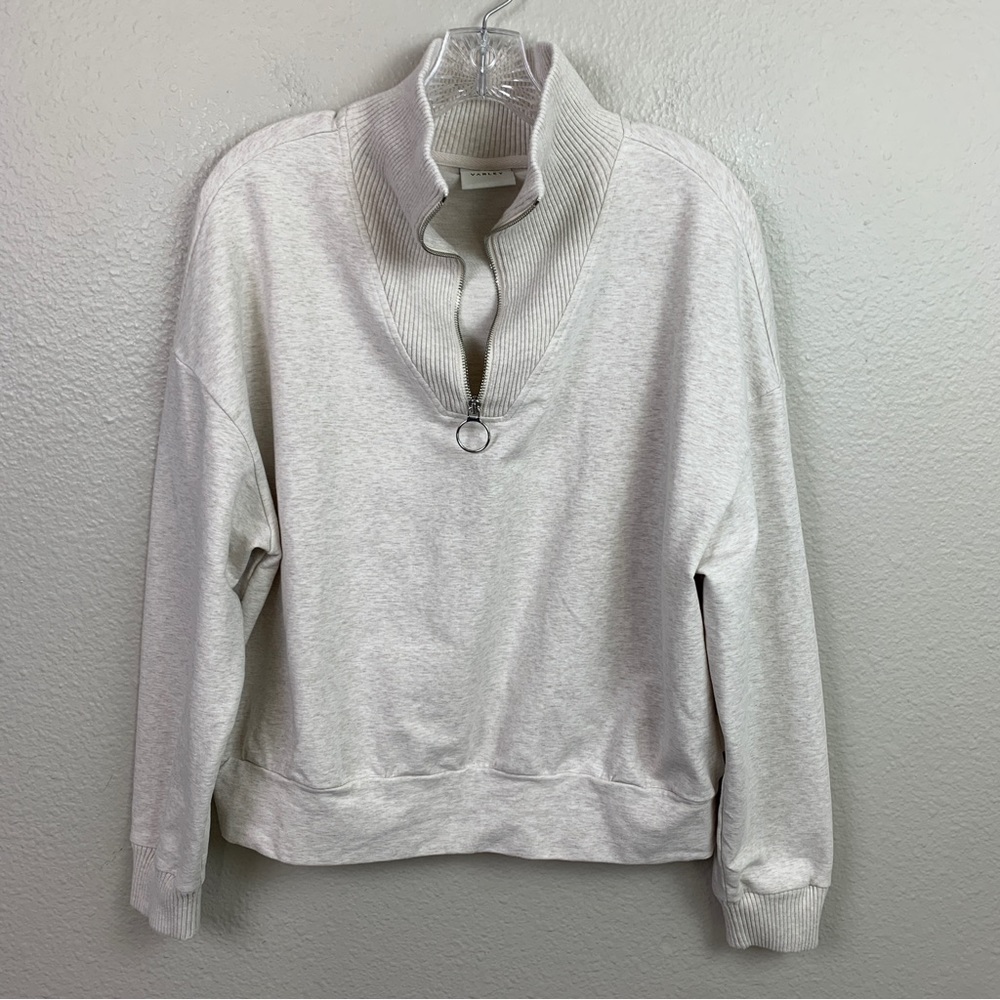Varley Miller Sweatshirt Small Oatmeal Beige 1/2 Zip Pullover